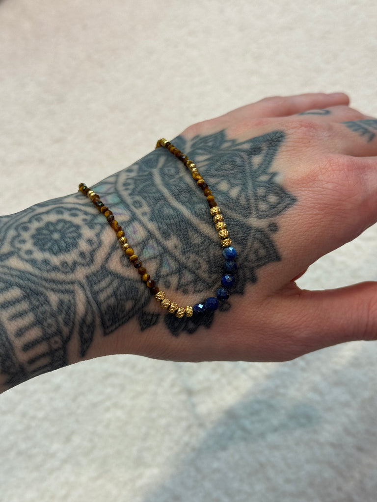 Collier Oeil de tigre - Lapis lazuli ❤︎ Protection & écoute de soi