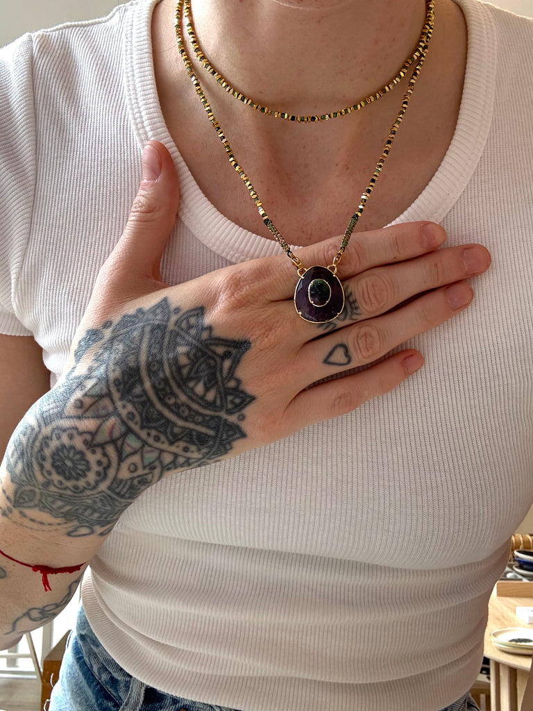 Collier Sautoir harmonie Fluorite