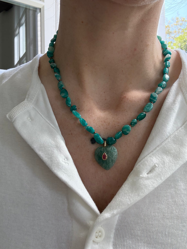 Collier Titanic Coeur Amazonite