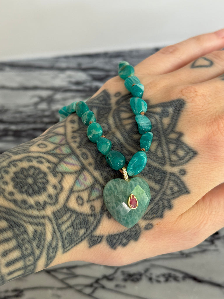 Collier Titanic Coeur Amazonite