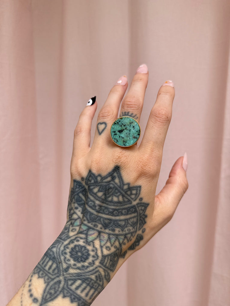 Bague plateau Turquoise africaine