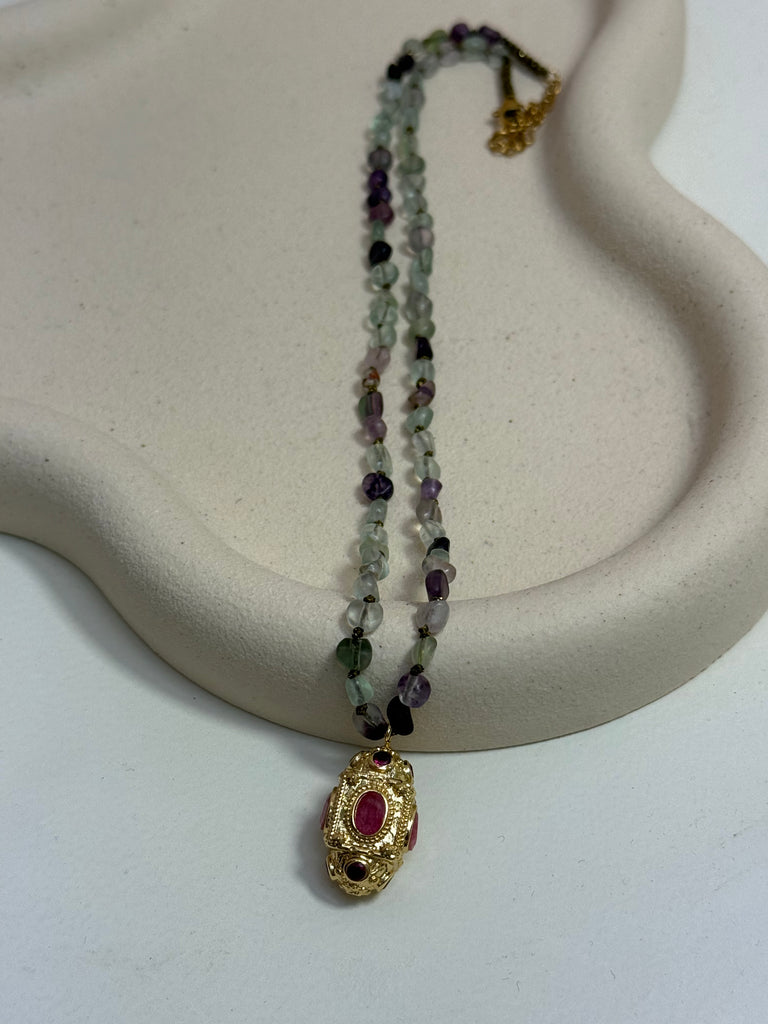 Collier Fluorite multicolore