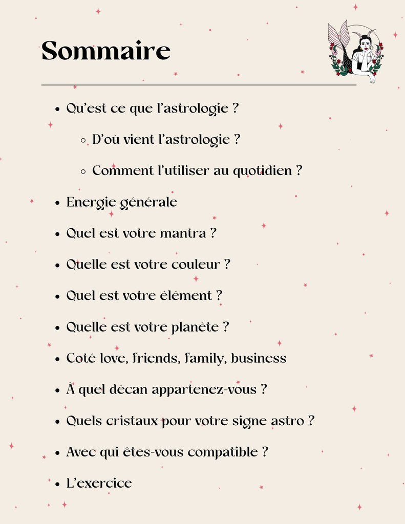 Ebook Astrologie : le sommaire du Guide de Survie du Capricorne