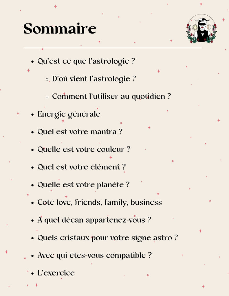 Sommaire Ebook astro Balance