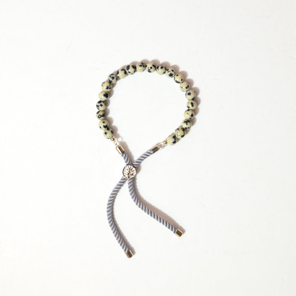 Bracelet réglable Jaspe Dalmatien avec intention par Carole Smile