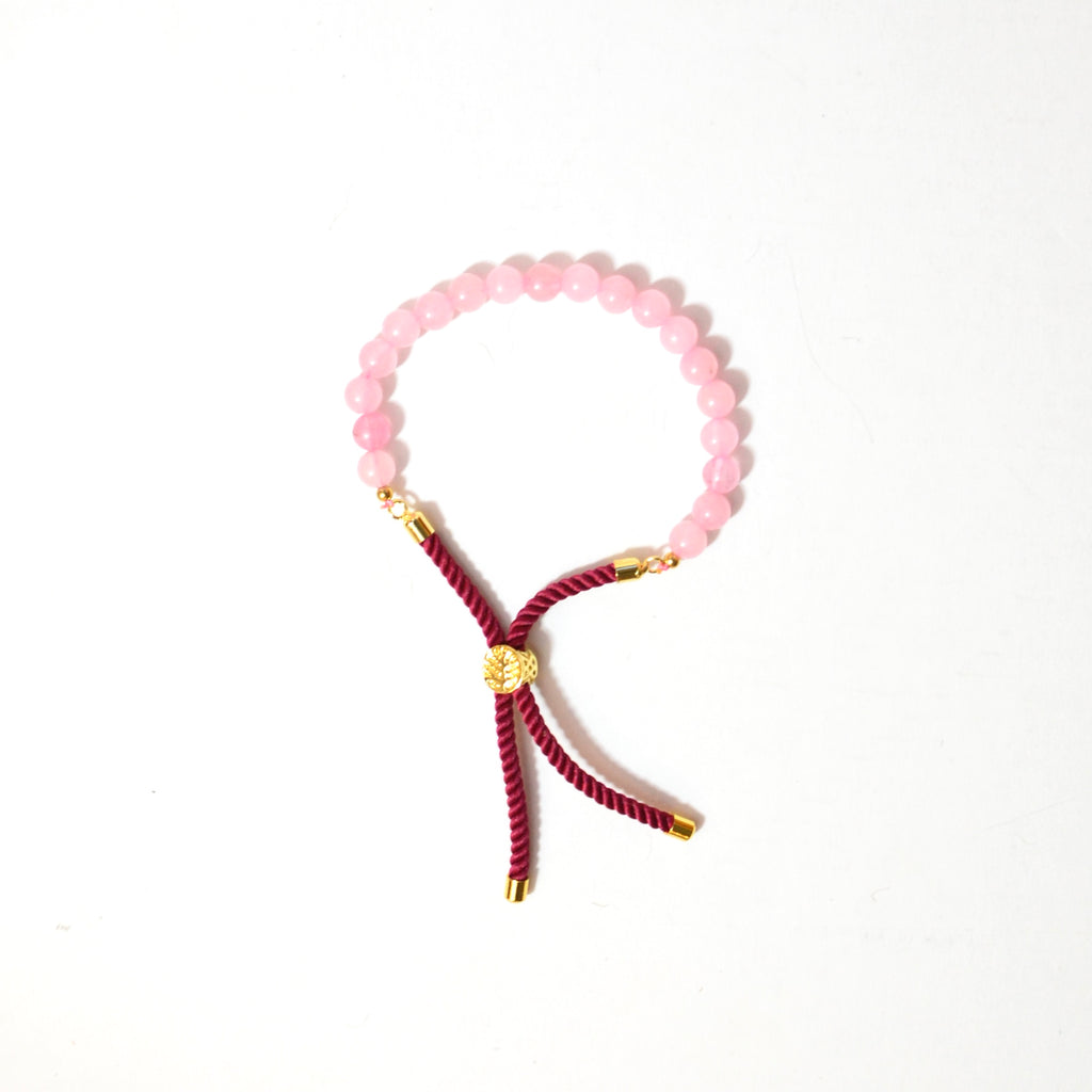 Bracelet réglable Quartz rose avec intention par Carole Smile