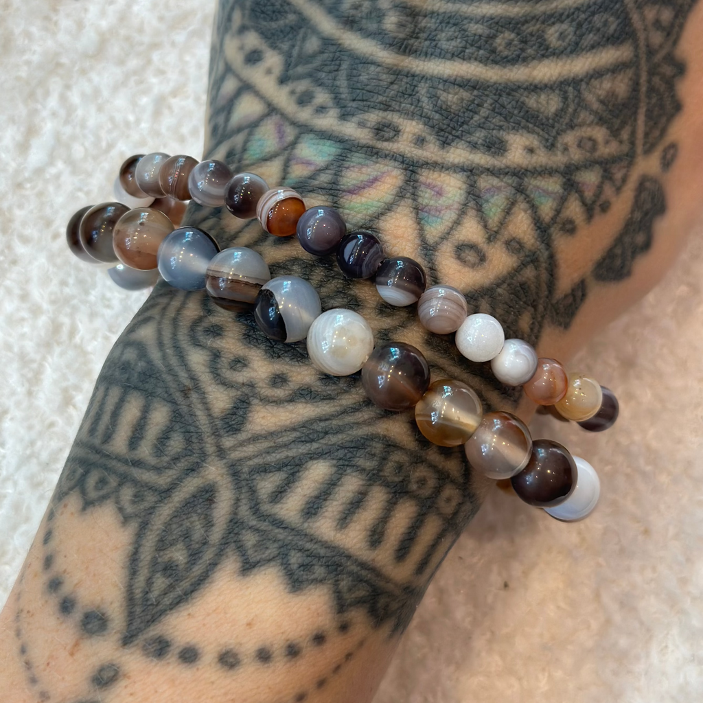 Bracelet Agate Botswana 🍀 Favorise la chance