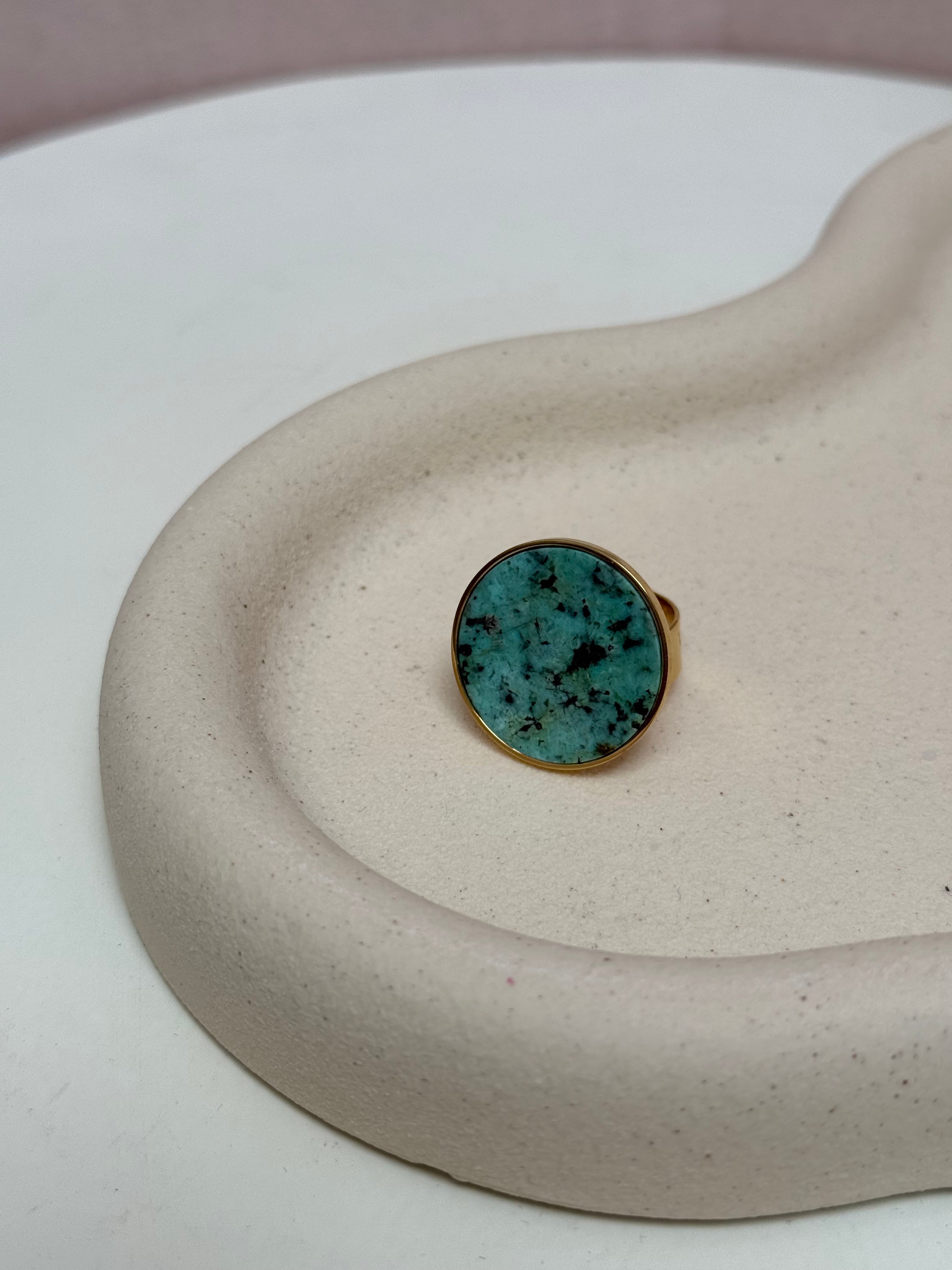 Bague plateau Turquoise africaine