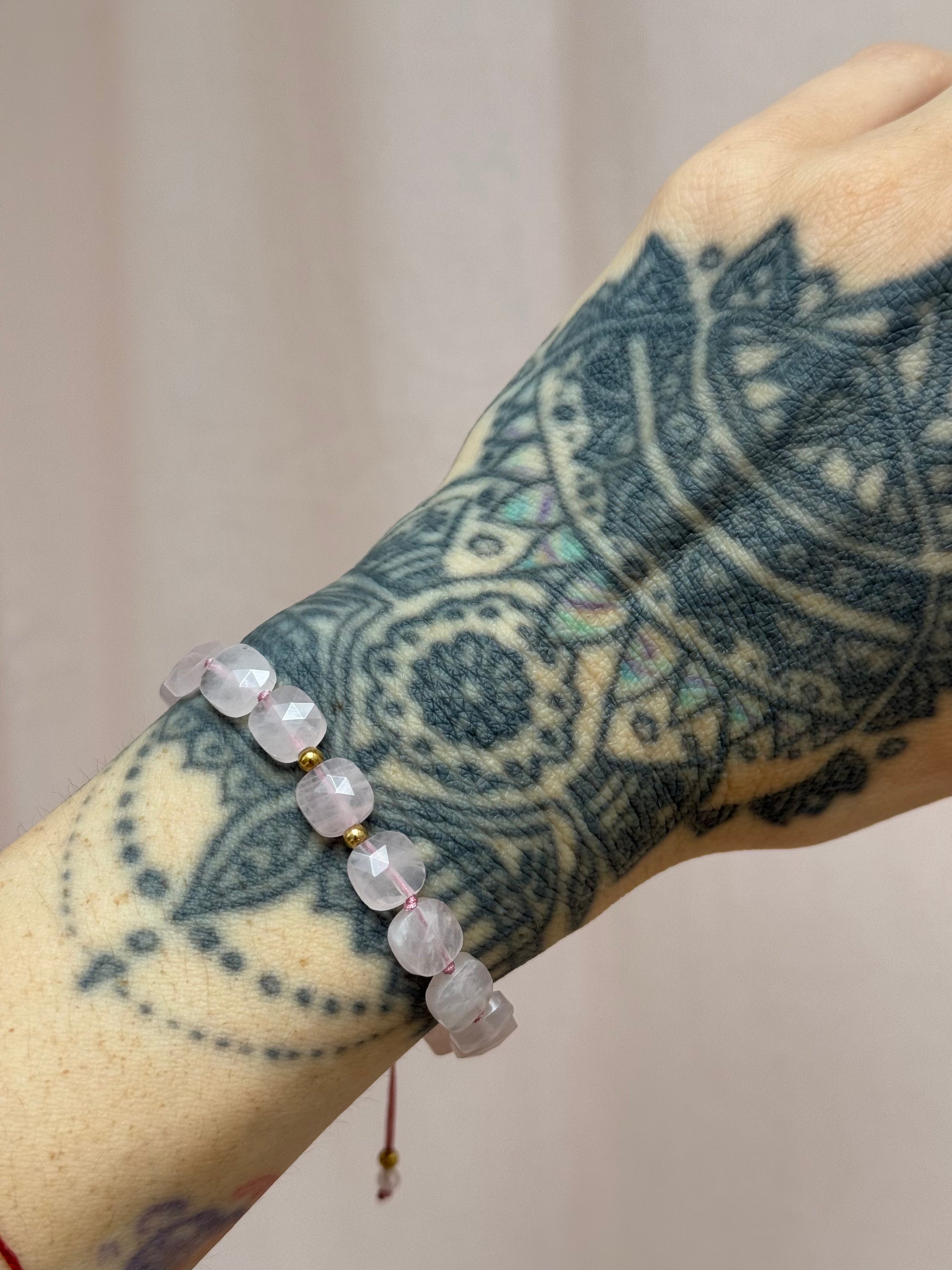 Bracelet carré Quartz Rose