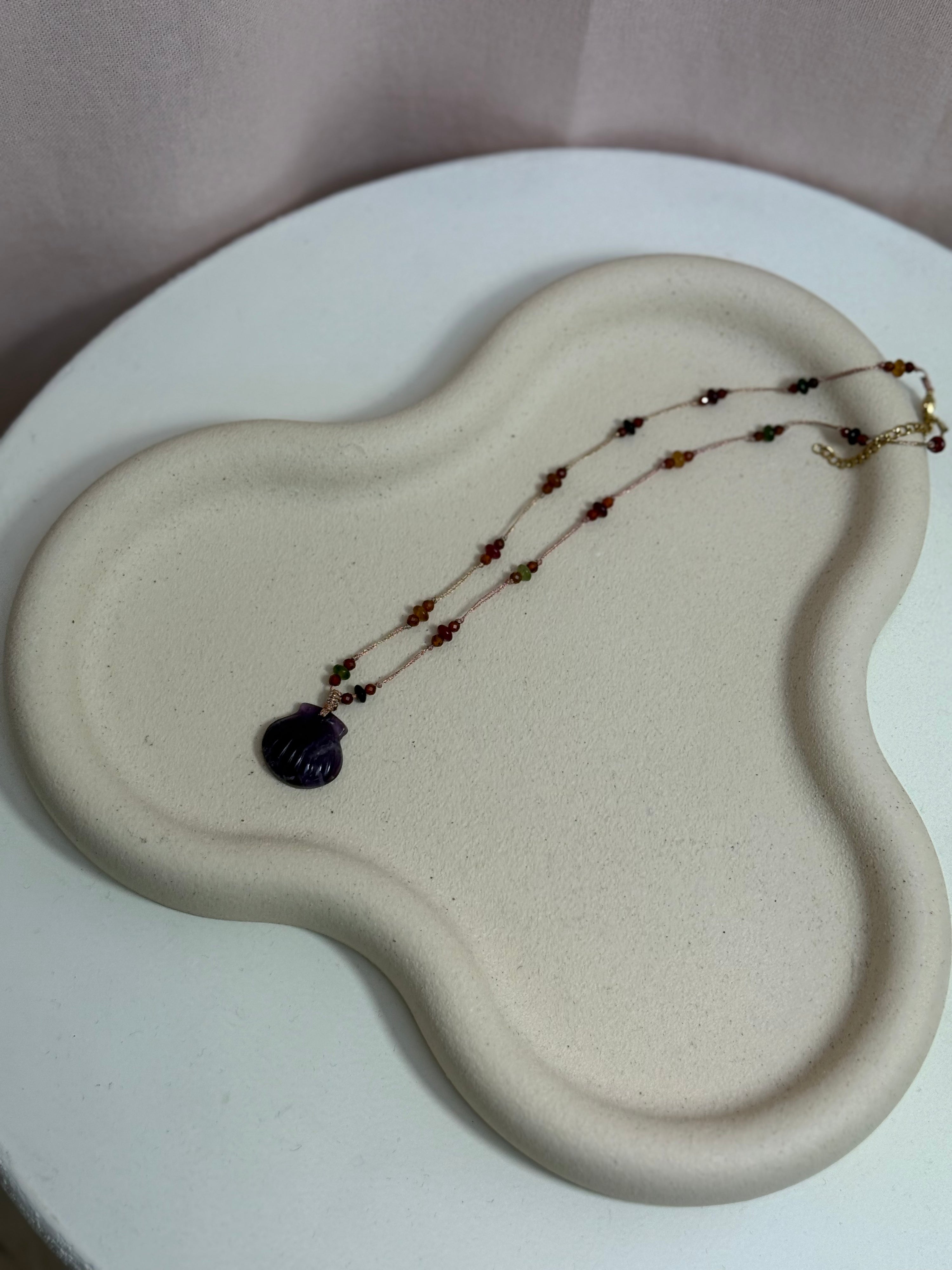 Collier Coquillage Amethyste