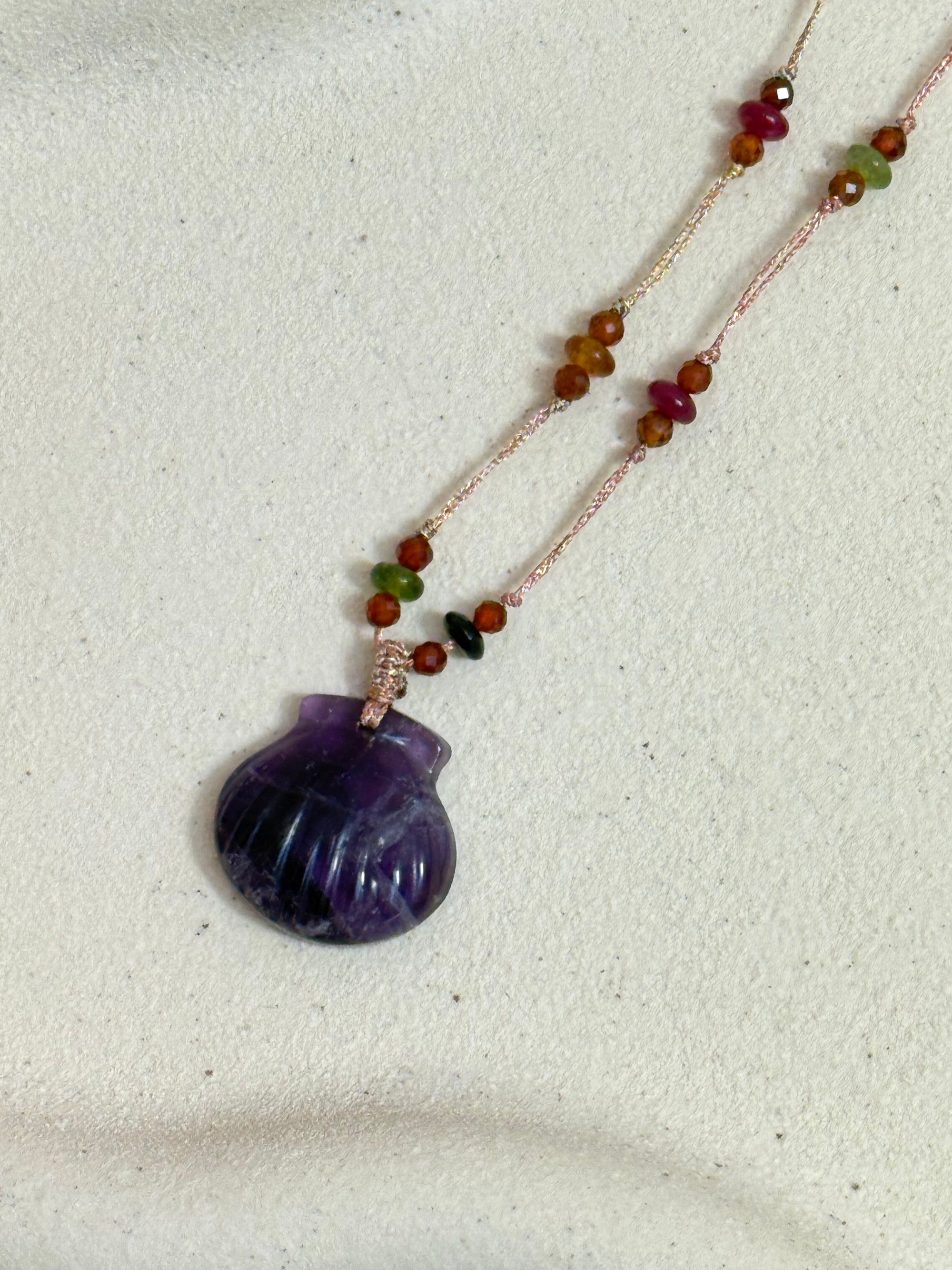Collier Coquillage Amethyste
