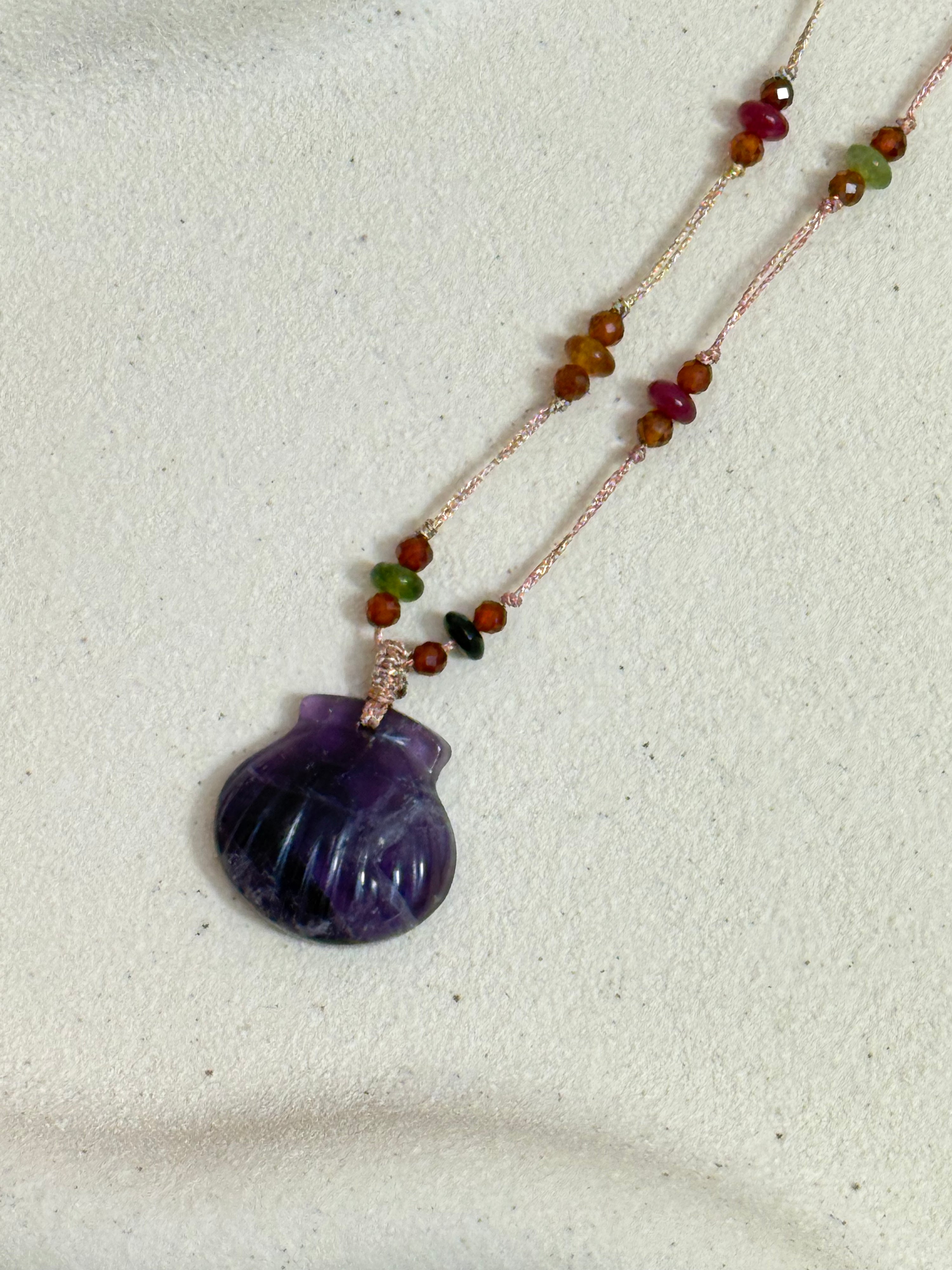 Collier Coquillage Amethyste