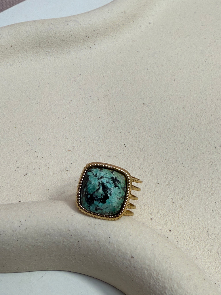 Bague Carrée Turquoise africaine