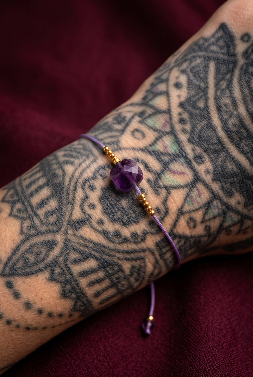 Bracelet cordon réglable Améthyste