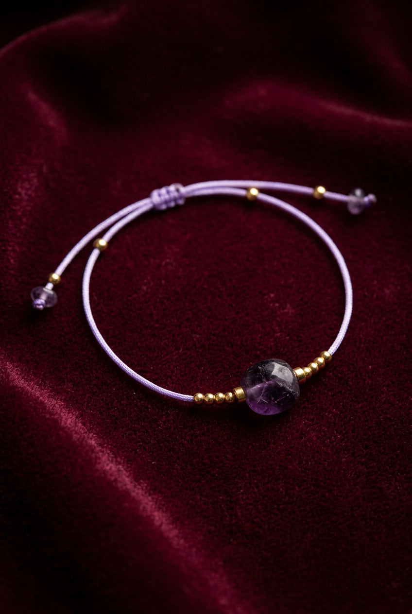 Bracelet cordon réglable Améthyste
