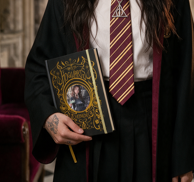 Carnet rigide et marque-page - Hermione et ses sorts