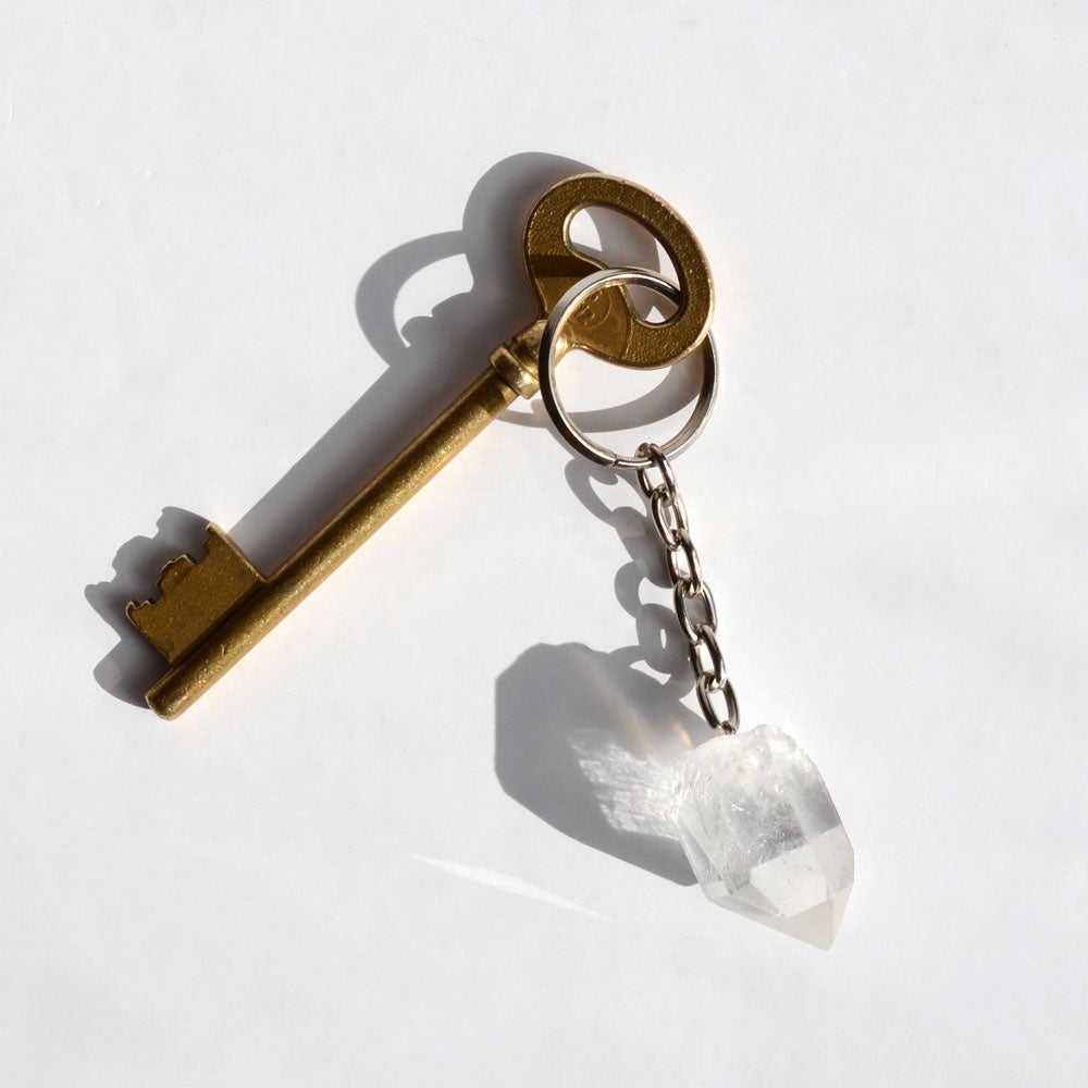 Rock crystal key ring