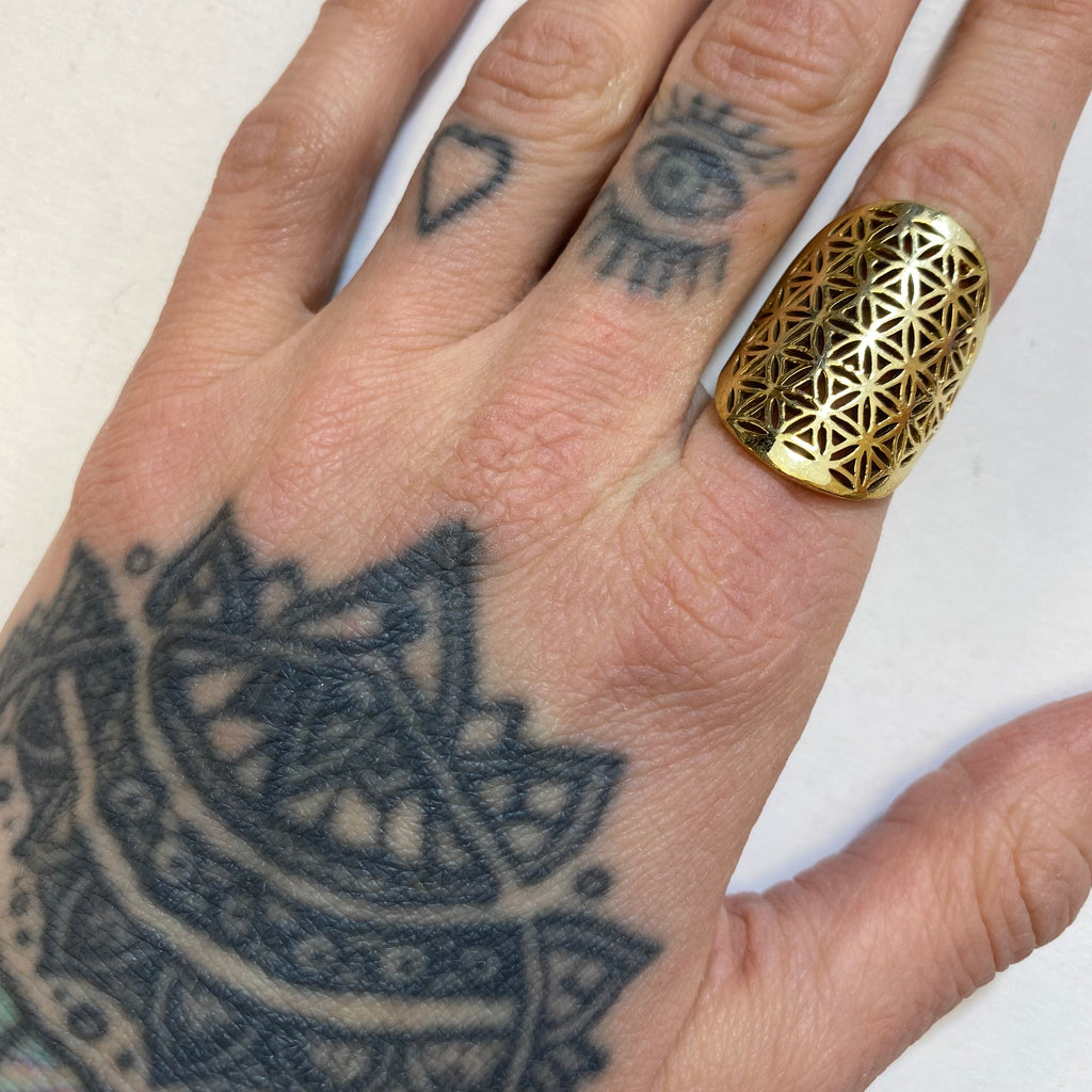 Flower of Life Oval Ring