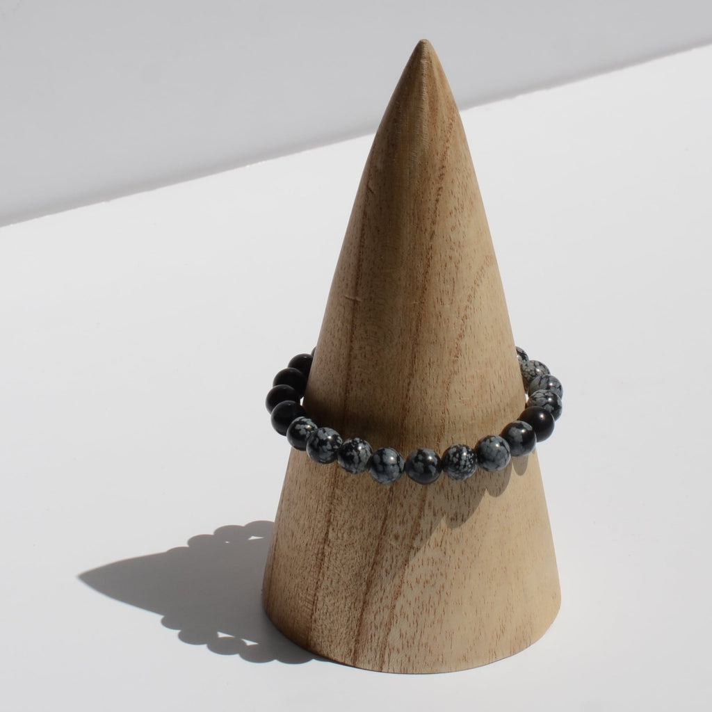 Bracelet Obsidienne Flocon de neige 8mm