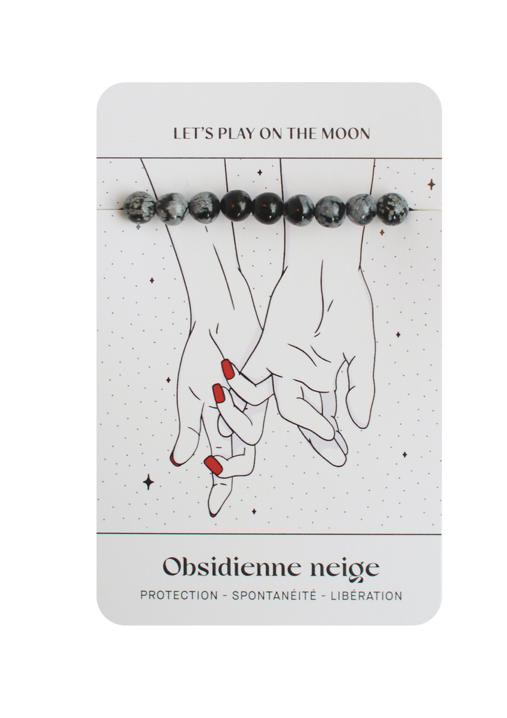 Bracelet d'Obsidienne Flocon de Neige : Protection, Spontanéité, Libération