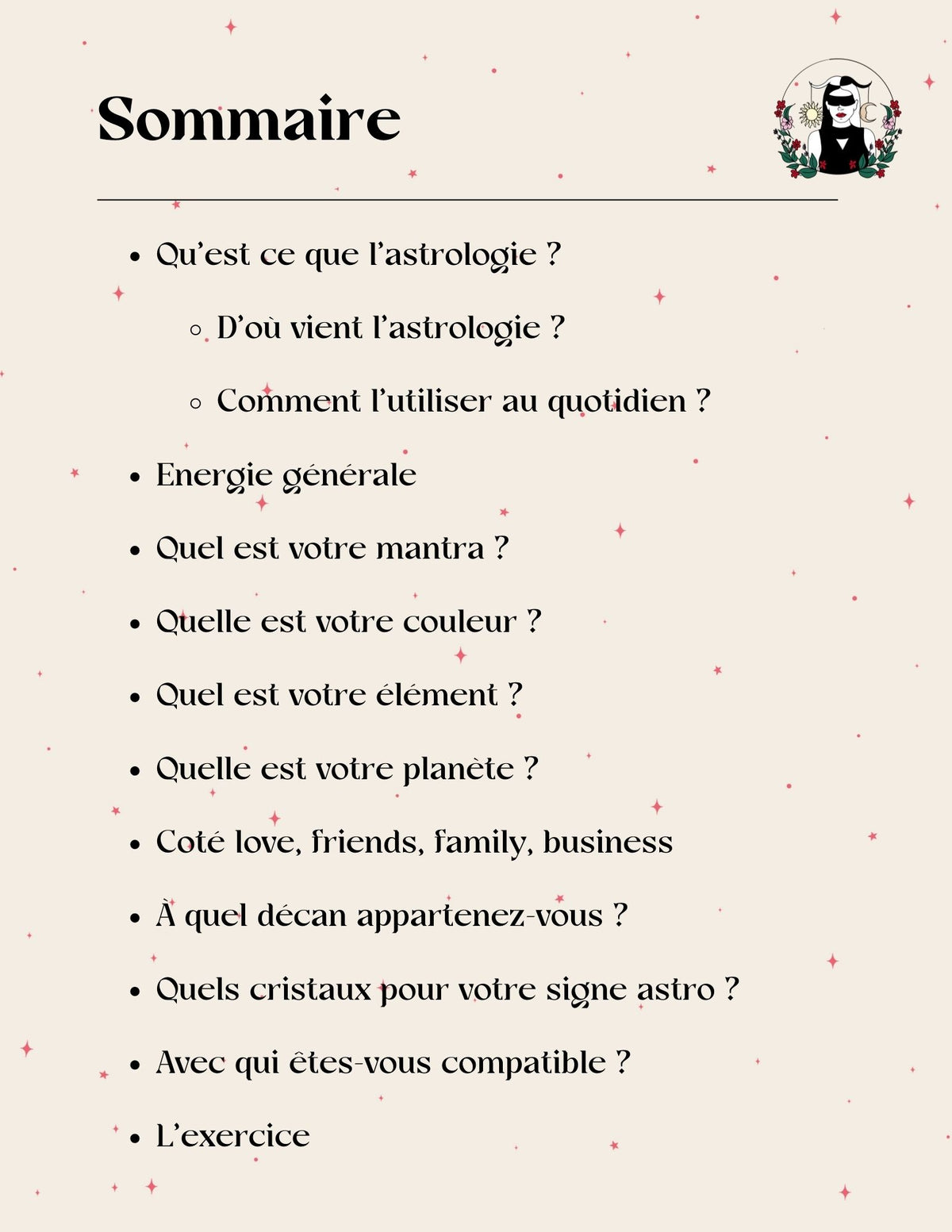 Sommaire Ebook astro Balance